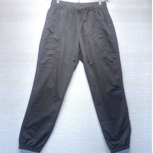 Scrubstar Womens Jogger Scrub Pants Black Gray Drawstring Cargo Pockets Size M